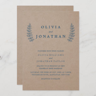 Rustic Floral   Faux Kraft Wedding Invitation