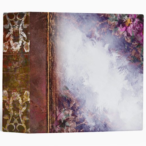 Rustic Floral Faux Leather Tome 3 Ring Binder