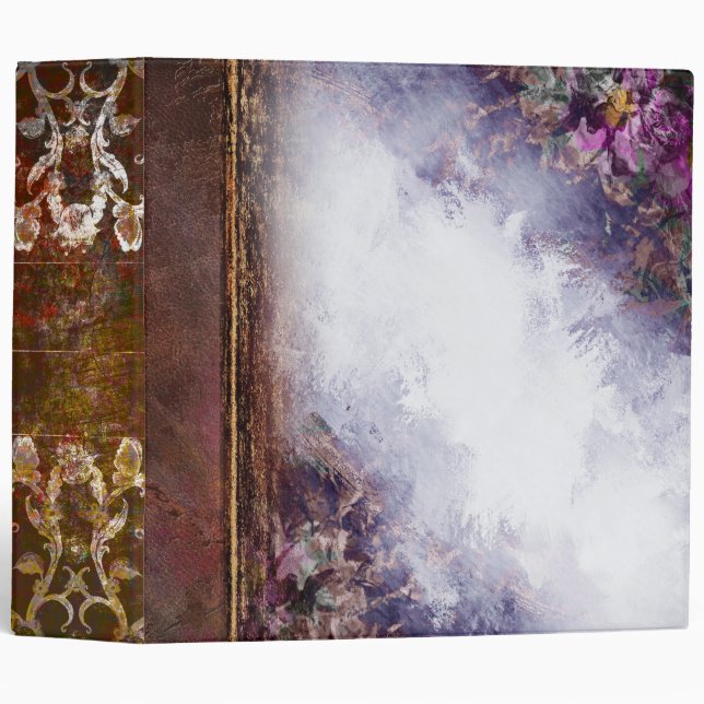 Rustic Floral Faux Leather Tome 3 Ring Binder (Front/Spine)