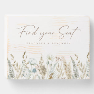 Rustic Floral Find Your Seat Wedding Reception Wooden Box Sign