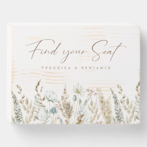 Rustic Floral Find Your Seat Wedding Reception Wooden Box Sign
