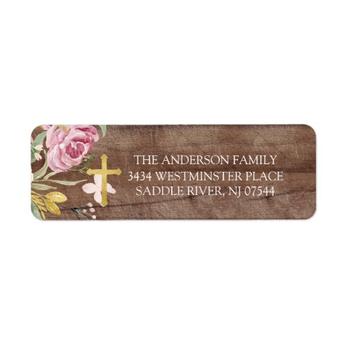 Rustic Floral First Holy Communion Return Address Label