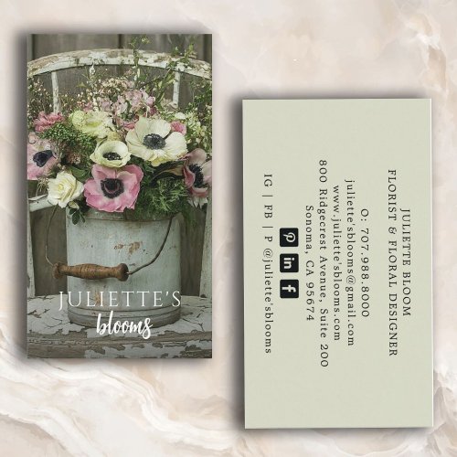 Rustic Floral Florist Gardener Business Card