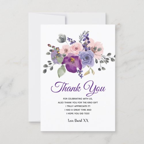rustic floral flowers thank you card
