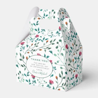 Rustic Floral & Foliage Pattern  Thank You Wedding Favor Box