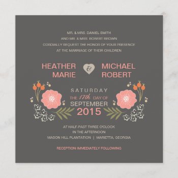 Rustic Floral Formal Style Wedding Invitations by decor_de_vous at Zazzle