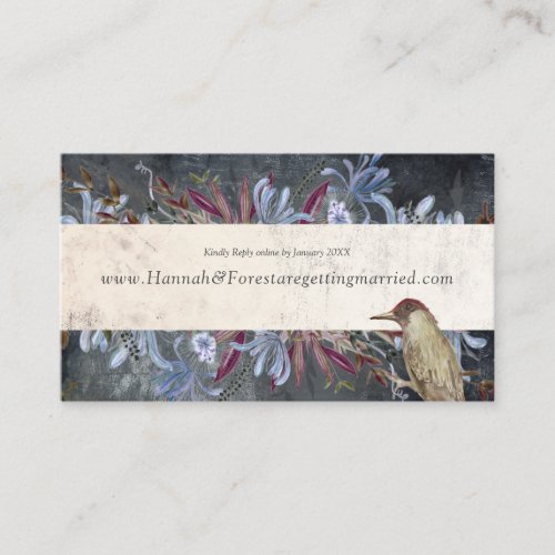 Rustic floral frame dark with birds  business card
