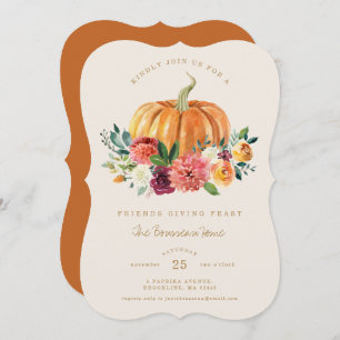 Rustic Floral Friendsgiving Dinner Invitation