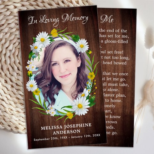 Rustic Floral Funeral Memorial Prayer Card Picture