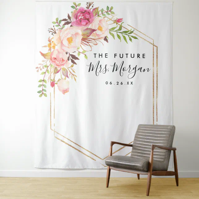Rustic Floral Future Mrs Bridal Shower Backdrop | Zazzle