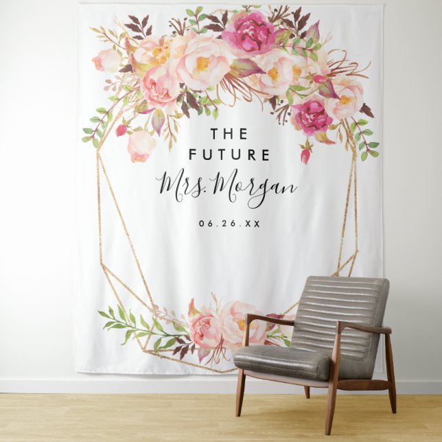 Rustic Floral Future Mrs Bridal Shower Backdrop (In Situ)