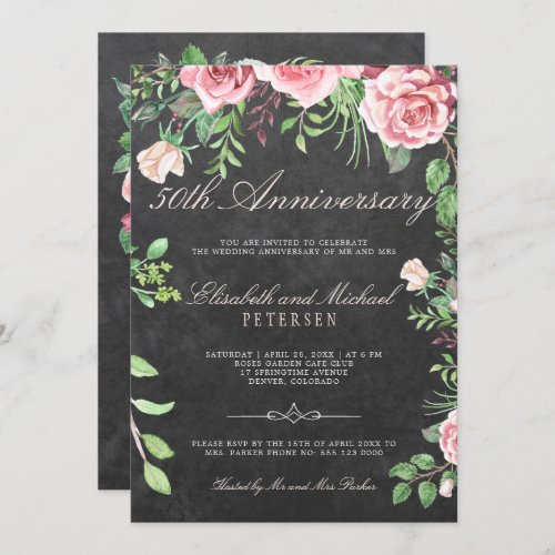 Rustic Floral Garden 50th Wedding Anniversary Invitation