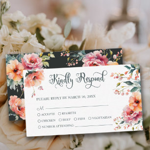 Rustic Floral Garden Wedding QR Mini RSVP Card