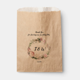 Rustic Floral Garland Custom Wedding Favor Bag