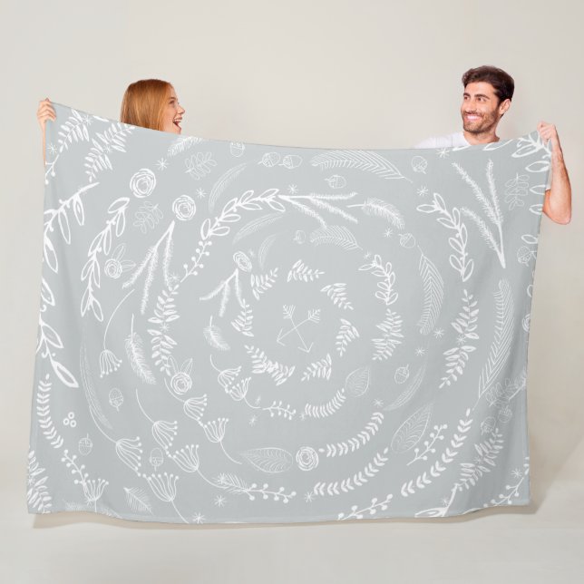 Rustic Floral Garland Folk Art Pattern Fleece Blanket (In Situ)