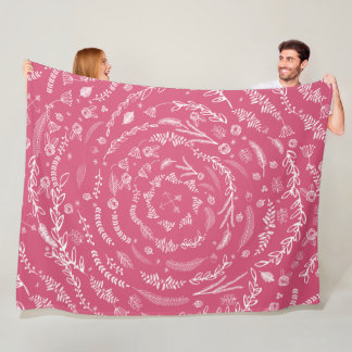 Rustic Floral Garland Folk Art Pattern Fleece Blanket