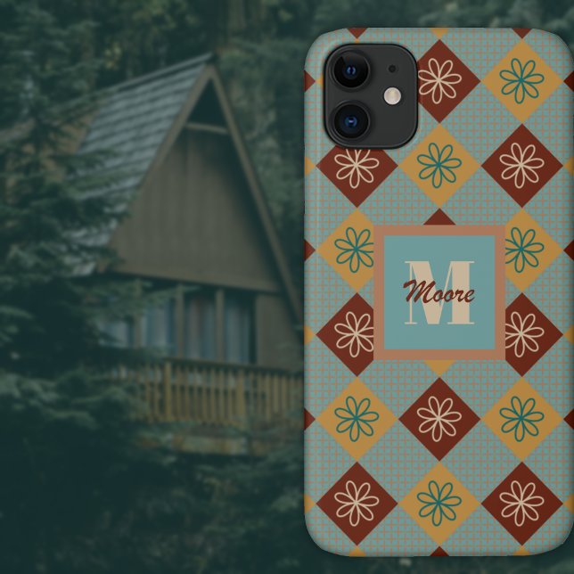 Rustic Floral Geometric Gingham-Fading Sun Palette Case-Mate iPhone Case (Creator Uploaded)