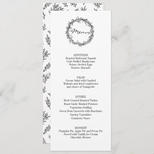Rustic Floral Give Thanks Thanksgiving Dinner Menu Invitation (Front/Back)