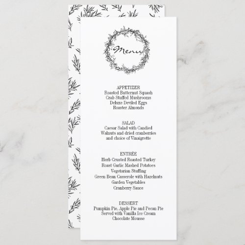 Rustic Floral Give Thanks Thanksgiving Dinner Menu Invitation