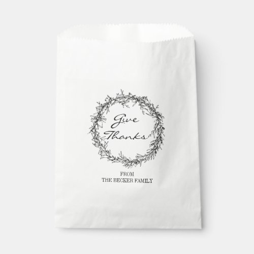 Rustic Floral Give Thanks Thanksgiving Favor Bag