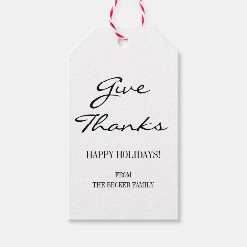 Rustic Floral Give Thanks Thanksgiving Gift Tags