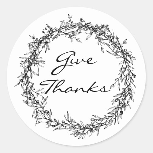 Rustic Floral Give Thanks Thanksgiving Sticker