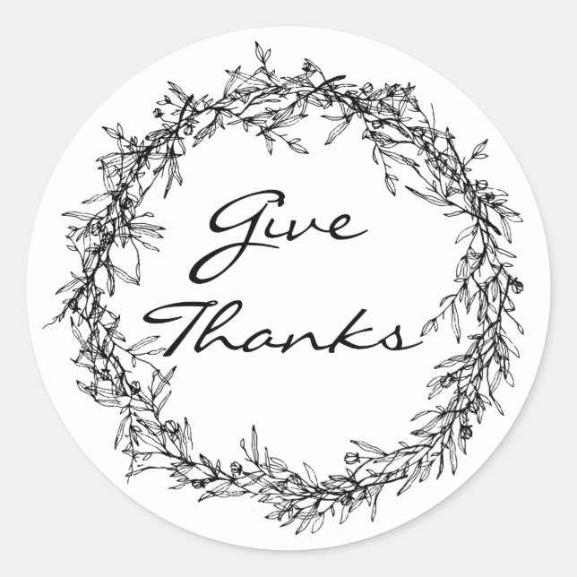 Rustic Floral Give Thanks Thanksgiving Sticker (Front)