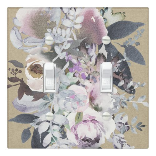 Rustic Floral Glam Navy Kraft Natural Organic Chic Light Switch Cover
