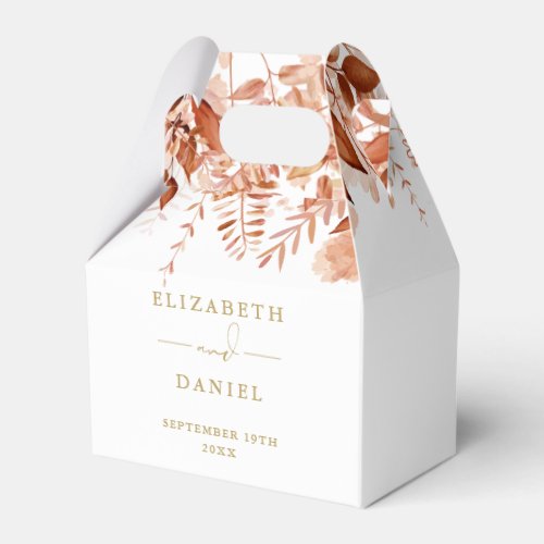 Rustic Floral Gold Autumn Fall Wedding Favor Boxes