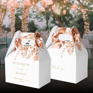 Rustic Floral Gold Autumn Fall Wedding Favor Boxes