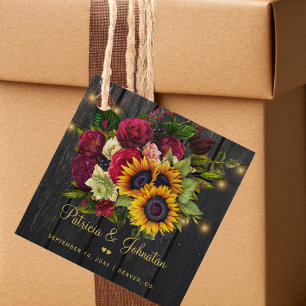 Rustic floral gold elegant wedding thank you favor tags