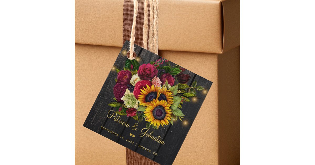 Rustic floral gold elegant wedding thank you favor tags | Zazzle