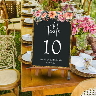 Rustic Floral Gold Frame Sage Green Wedding Table Number