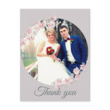 Rustic Floral Gray Thank You Card