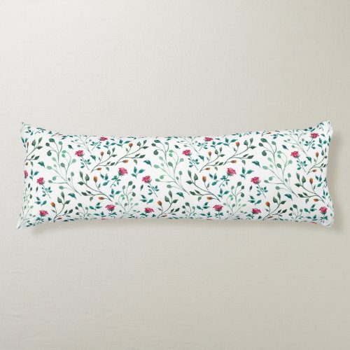 Rustic Floral  Green Foliage Pattern Body Pillow