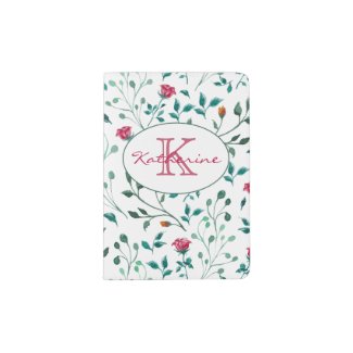 Rustic Floral & Green Foliage Pattern | Monogram