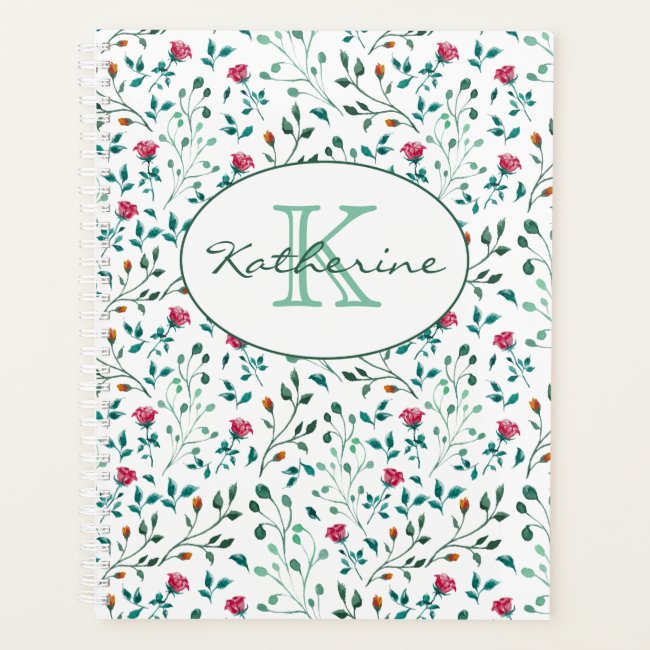 Rustic Floral & Green Foliage Pattern Personalized