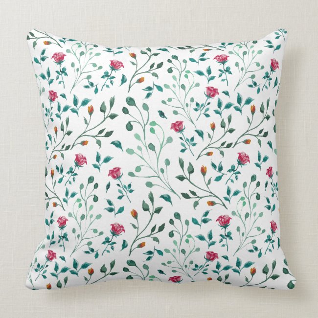 Rustic Floral & Green Foliage Pattern