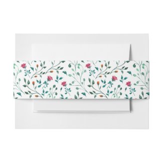 Rustic Floral & Green Foliage Pattern | Wedding Invitation Belly Band