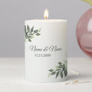 Rustic Floral Greenery Eucalyptus Leaves Pillar Candle