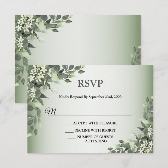 Rustic Floral Greenery Eucalyptus Leaves RSVP Card (Front/Back)