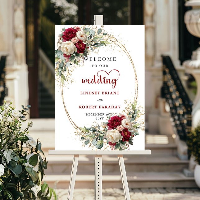 Rustic floral greenery gold wedding welcome sign  (Rustic floral greenery gold wedding welcome sign board

)