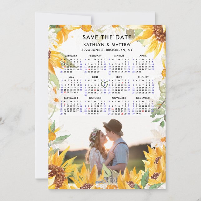 Rustic Floral Greenery Simple Photo Save the Date (Front)