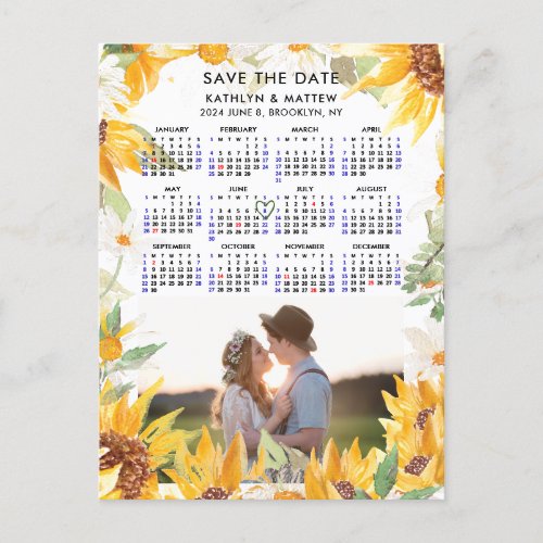 Rustic Floral Greenery Simple Photo Save the Date Announcement Postcard