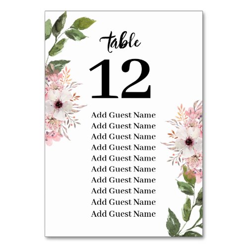 Rustic Floral Greenery Table Number Seating Chart