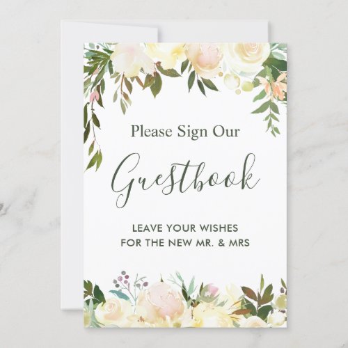 Rustic Floral Greenery Wedding Guestbook Sign