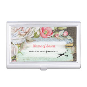 Rustic Floral Hair Stylist Business Card Case