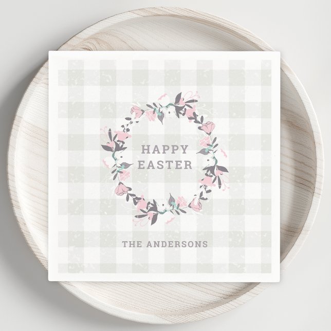 Rustic Floral Happy Easter Party Table Decor Napkins (Creator Uploaded)