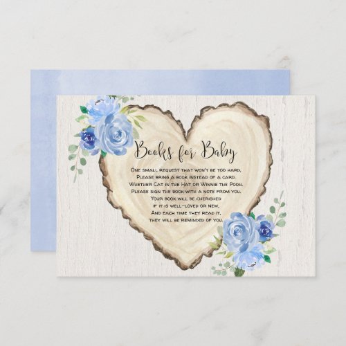 Rustic floral heart book request boy baby shower enclosure card