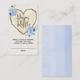 Rustic floral heart boy diaper raffle cards